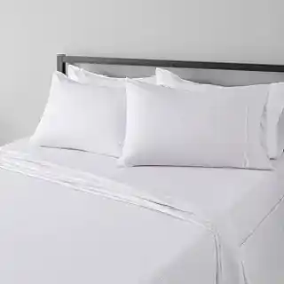 Amazon Basics breathable wrinkle free brushed microfiber queen bed sheet set in gray crosshatch pattern with deep pockets best bed sheet for comfortable everyday bedding