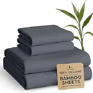 Bampure Luxury Series queen sheet set made from viscose derived from bamboo in charcoal gray color super soft cooling best bed sheet for hot sleepers with deep pocket fit