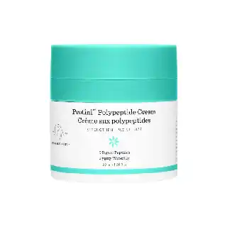 Drunk Elephant Protini polypeptide cream in white jar with teal lid, firming moisturizer with peptides for strengthening and hydrating skin