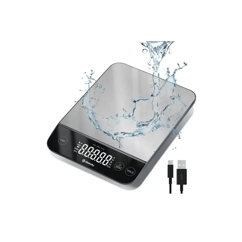 Etekcity waterproof digital kitchen scale for accurate cooking and baking measurements.