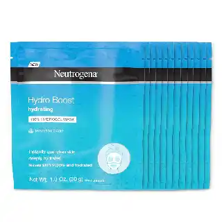 Neutrogena Hydro Boost hydrating hydrogel face mask for glowing skin in blue packaging with hyaluronic acid for deep hydration and soft, supple skin