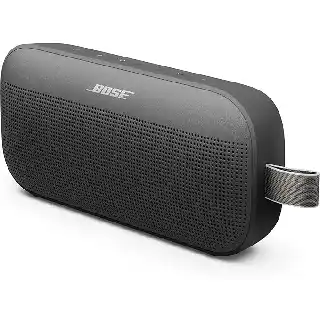 Bose SoundLink Flex 2nd Gen portable waterproof and dustproof Bluetooth speaker in black with hi-fi audio and compact outdoor design